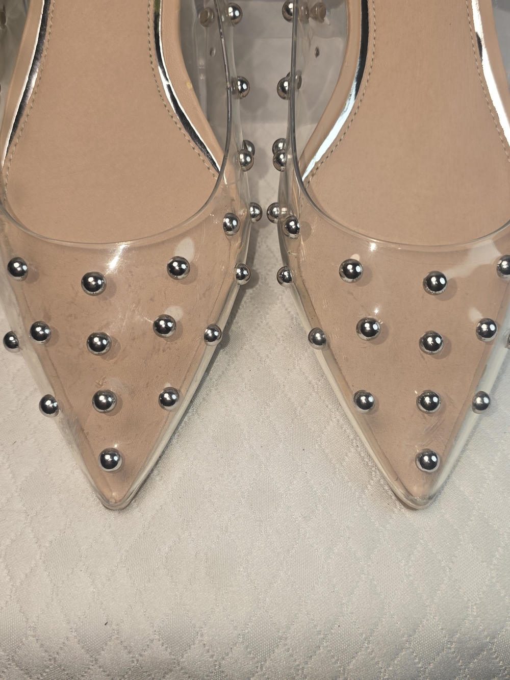 GIANNI BINI LIZZIEE CLEAR STUDDED POINTED TOE FLATS PREPPY Y2K WOMENS 10 - Picture 6 of 9